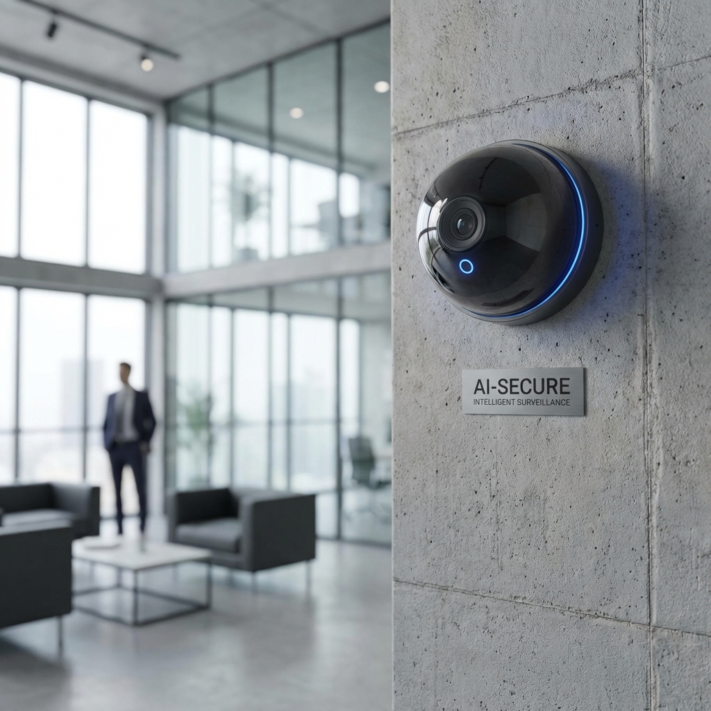 Sistema di videosorveglianza AI e telecamera dome di design per uffici